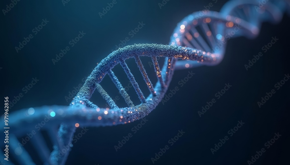 Illuminated DNA double helix a symbol of genetic code and molecular biology Illuminated DNA double helix a symbol of genetic code and molecular biology
