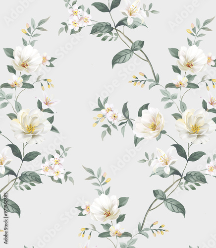 Nature Inspired Scroll Designs in Watercolor Floral Patterns