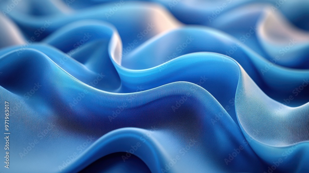 Obraz premium abstract fashion blue backgroun with folde textile ribbon