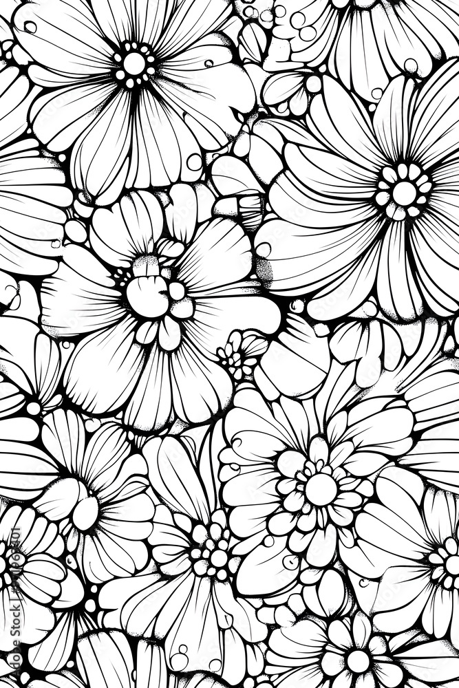 Black and White Doodle Hand Drawn Seamless Pattern. Black and White Doodle Hand Drawn Seamless Pattern.