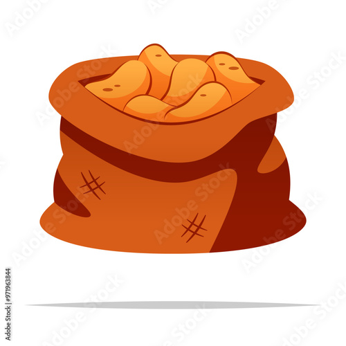Sack of potatoes vector isolated illustration