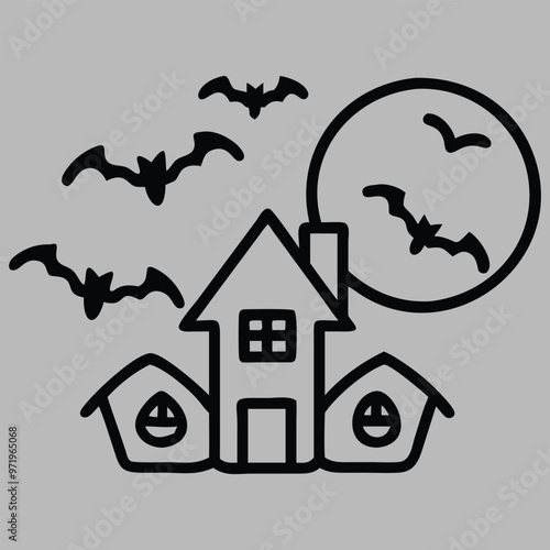 Free Vector hd halloween scene with pumpkins batsand full moo white background generative ai