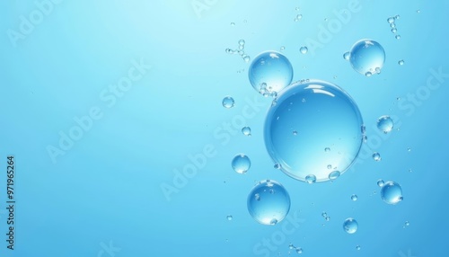 Wallpaper Mural  Clear Drops of Water in Blue Torontodigital.ca