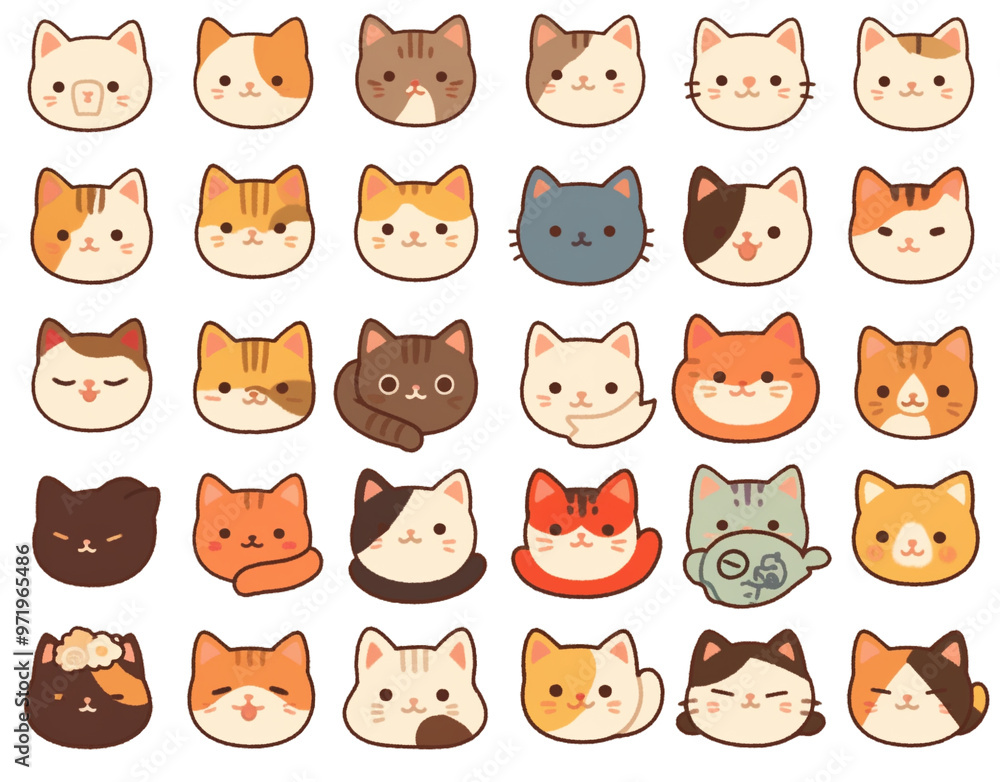 【透過PNG】カラフルな猫のアイコン,ファミリー,幸せ,楽しい,子猫,