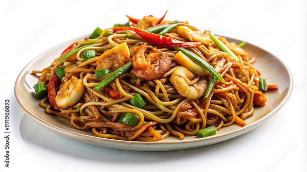 Wide-Angle Mamak fried noodles with a variety of flavors Wide-Angle Mamak fried noodles with a variety of flavors