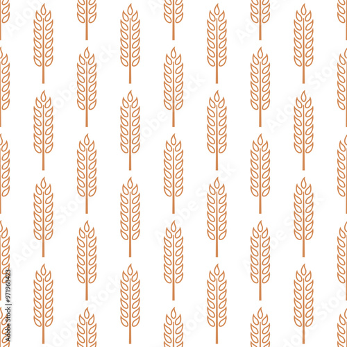 Vector Seamless Pattern with Agriculture Wheat and Cereal Ears. Organic Wheat, Rice Ear Design Template. Bread, Beer Packaging, Farming, Organic Food Concepts