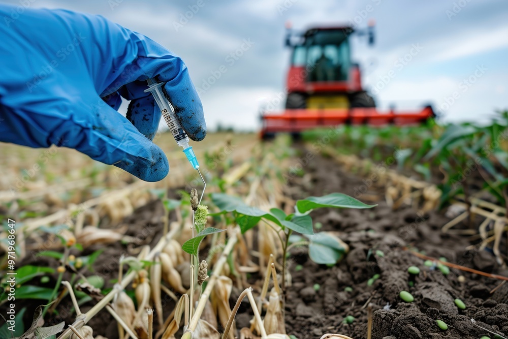 Naklejka premium fertilizer injection into the soil