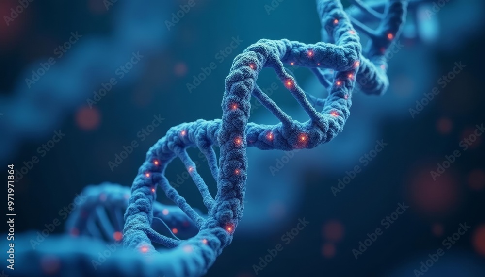 Illuminated DNA double helix a symbol of genetic code and molecular biology Illuminated DNA double helix a symbol of genetic code and molecular biology