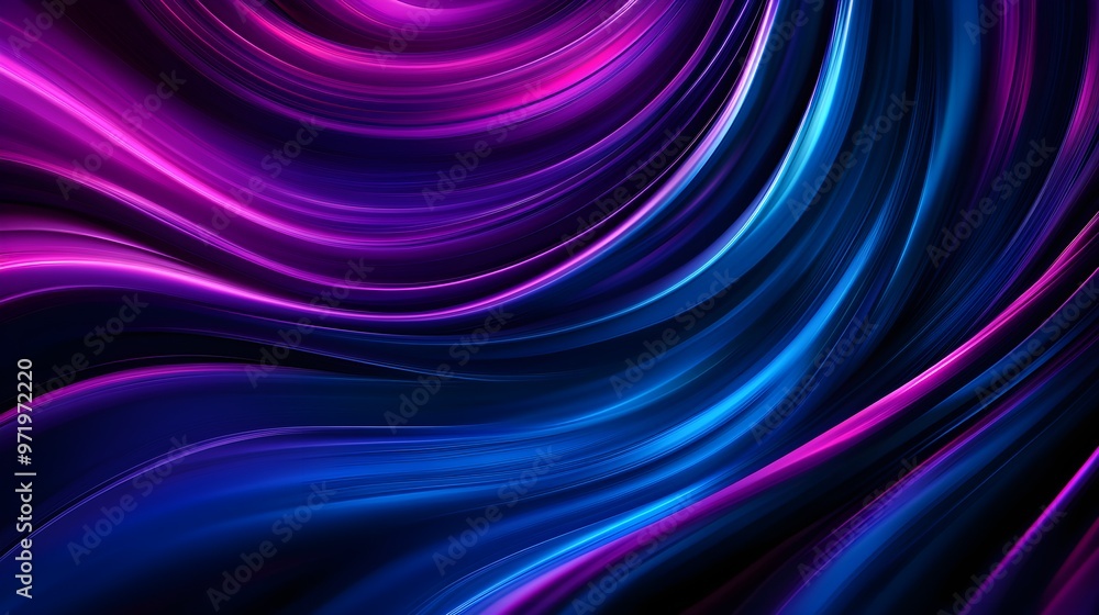 Obraz premium Hypnotic swirl design in varying shades of blue and purple, evoking a sense of calm and mystery, Abstract style, High-definition, Smooth gradients