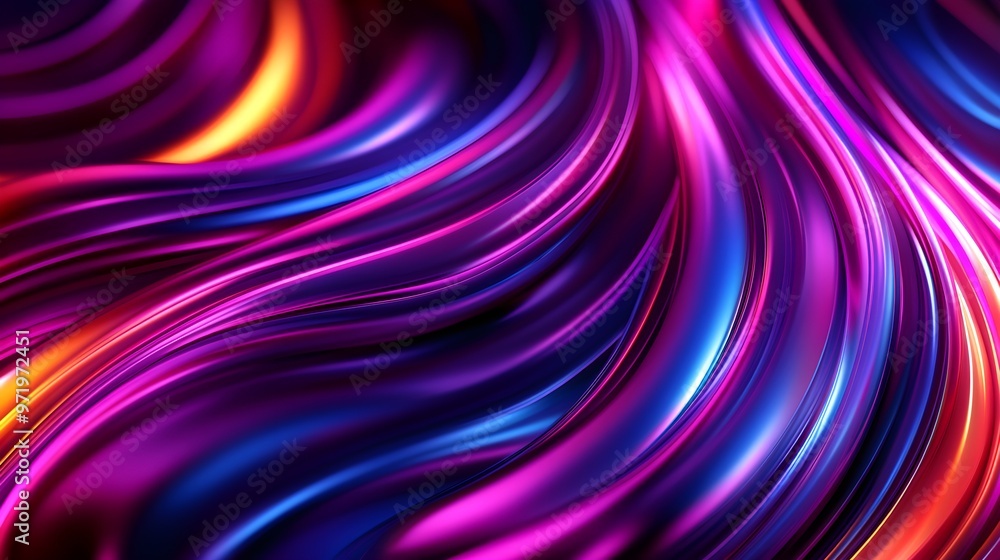 Obraz premium A seamless swirl pattern in bright neon colors, geometric lines, futuristic design, 3D rendering, high contrast