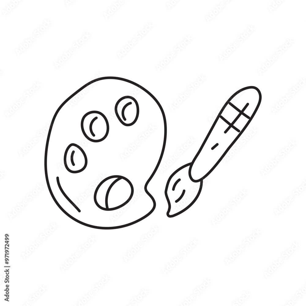 Obraz premium Paintbrush and Palette Icon, Hand Drawn Illustration for Art, Painting, Creativity, Design
