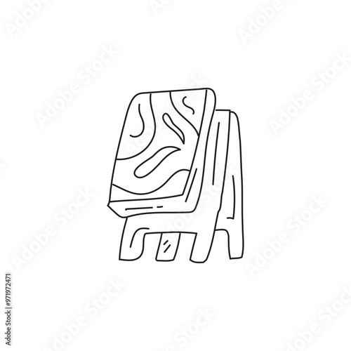 Simple line drawing of a wooden easel for painting. Illustration for art, creativity, painting, studio, and drawing.