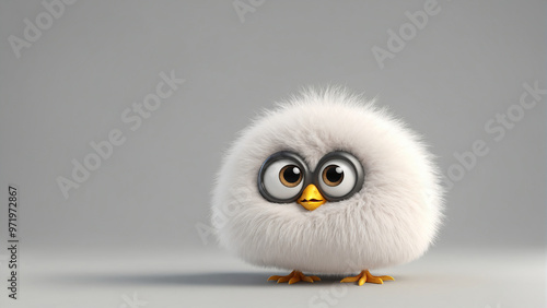 Cute bird in 3D style.