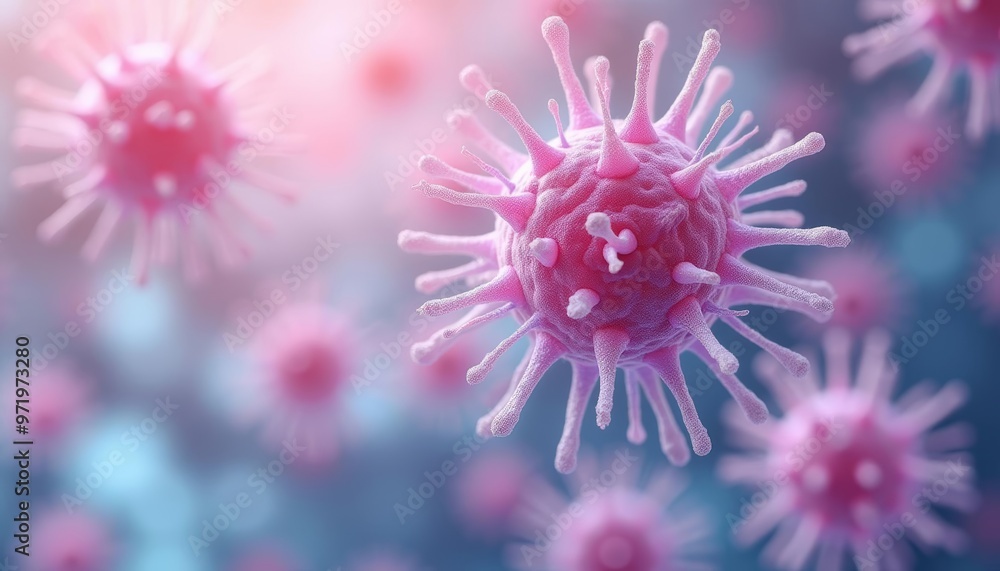 Viral particles in a microscopic view illustrating the complexity of their structure Viral particles in a microscopic view illustrating the complexity of their structure