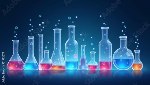  Vibrant Chemistry A colorful array of beakers and flasks