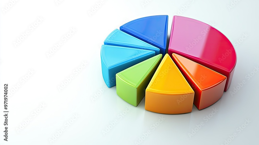 Fototapeta premium 3D pie chart illustrating business cost distribution, on a white surface, copy space.
