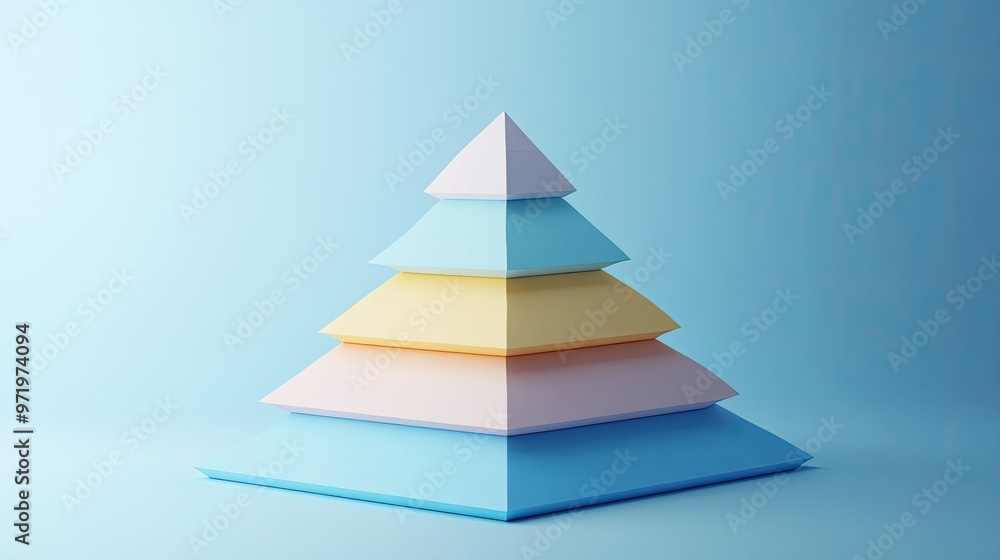 3D pyramid representing business cost elements in layers, with surrounding copy space. 3D pyramid representing business cost elements in layers, with surrounding copy space.