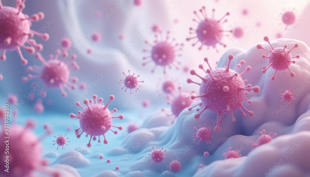 Viral outbreak A digital illustration of a cluster of viruses Viral outbreak A digital illustration of a cluster of viruses