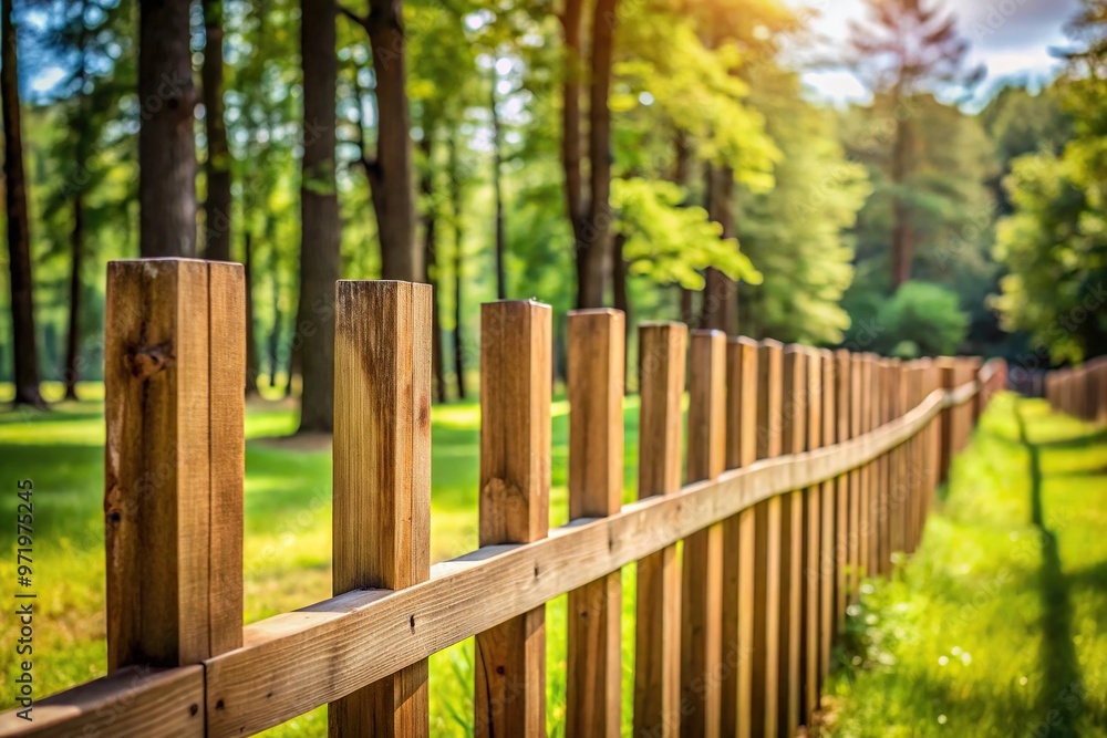 Wooden fence with trees in background Wooden fence with trees in background