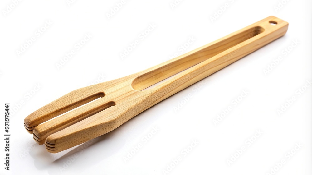 Wooden kitchen tongs for cooking on a white background Wooden kitchen tongs for cooking on a white background