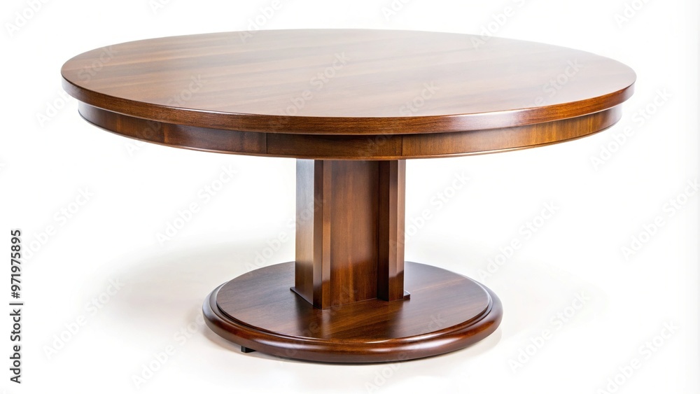 Wooden round table isolated on white background, studio shot Wooden round table isolated on white background, studio shot