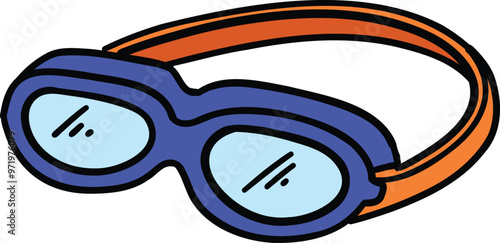 Swimming goggles illustration vector isolated on transparent background. Eyeglass, swimming eye protection