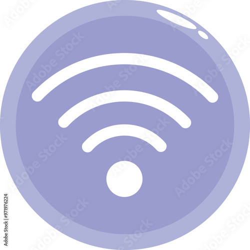 Wifi symbol indicating internet availability, featuring a minimalist design on a purple background
