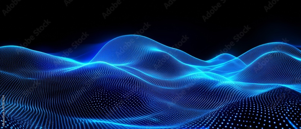 Blue Wave Line Movement. Abstract Light Technology Background Blue Wave Line Movement. Abstract Light Technology Background