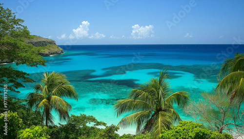 Tropical Paradise: Serene Beach with Crystal-Clear Waters