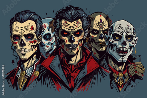 day of dead vampire zombie and werewolf horror