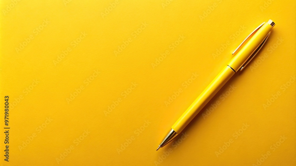 yellow ballpoint pen on yellow background with copy space, leading lines yellow ballpoint pen on yellow background with copy space, leading lines