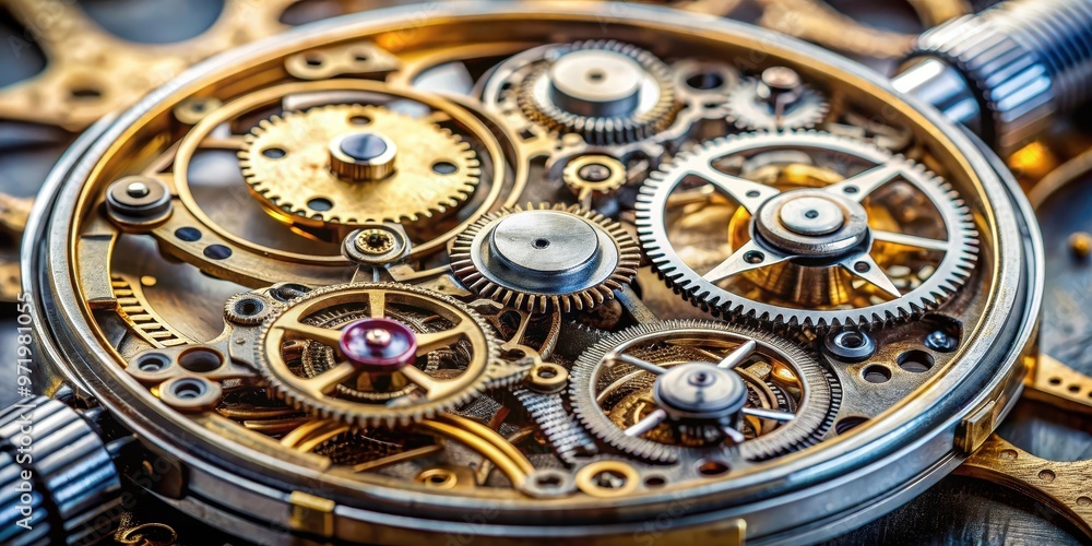 Captivating close-up of disassembled watch mechanism , watch, disassembled, mechanism, close-up, intricate, gears Captivating close-up of disassembled watch mechanism , watch, disassembled, mechanism, close-up, intricate, gears