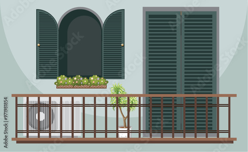 Cozy Balcony with Shuttered Windows