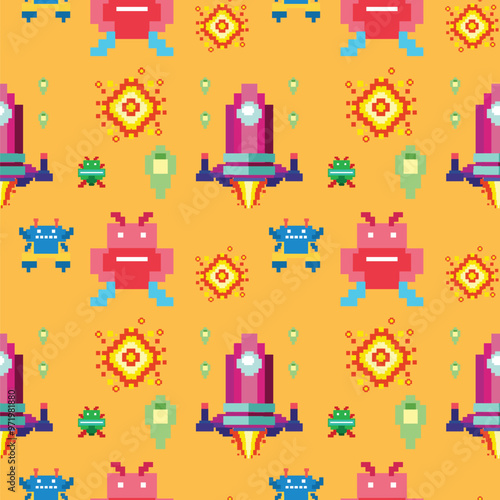 Retro Pixel Space Adventure Pattern