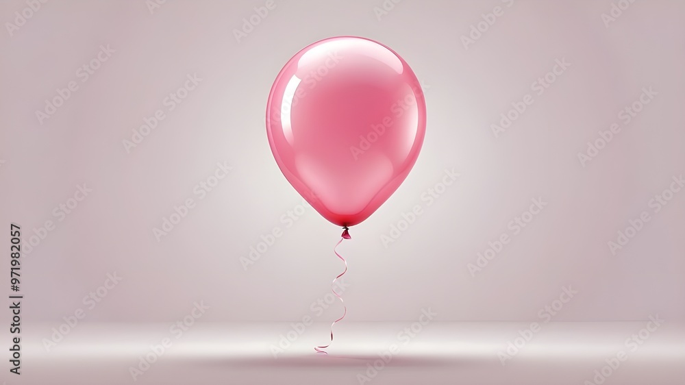 Single pink balloon floating on transparent background Single pink balloon floating on transparent background