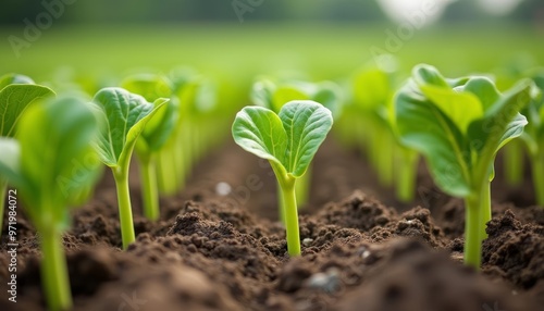  New beginnings A field of freshly sprouted plants