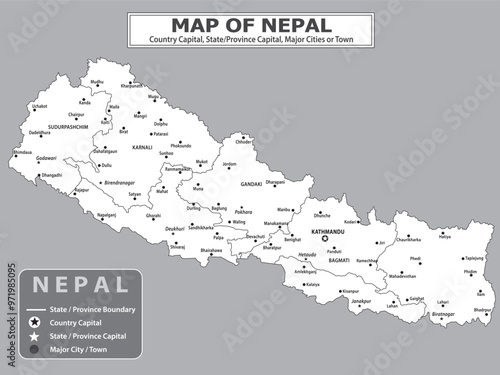 Geography Political map. Political map of country with capital, province or state capital, major cities and town.