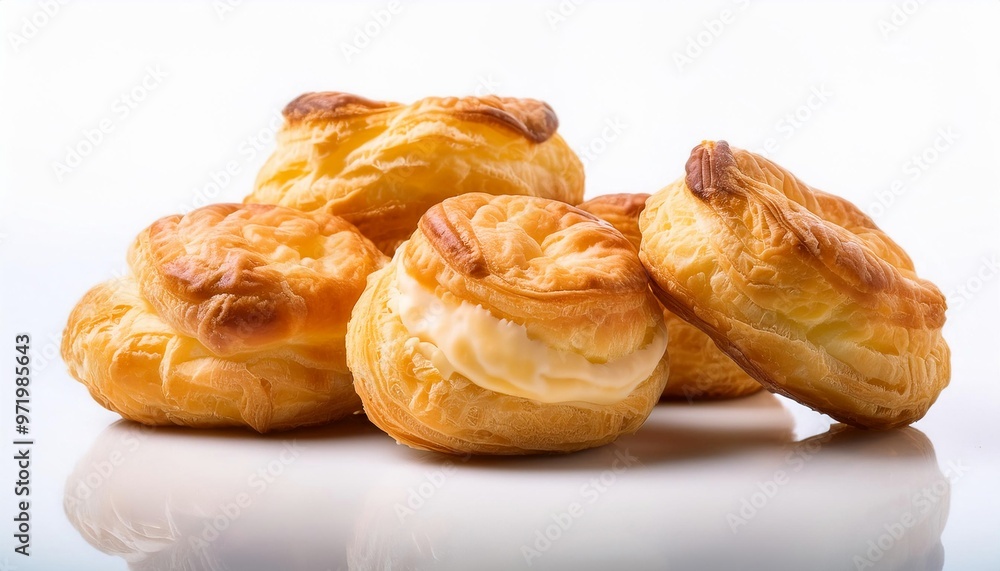 France Food, Gougères on white background isolated. France Food, Gougères on white background isolated.