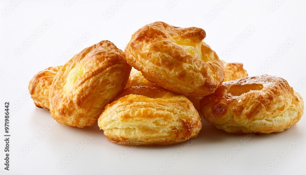 France Food, Gougères on white background isolated. France Food, Gougères on white background isolated.
