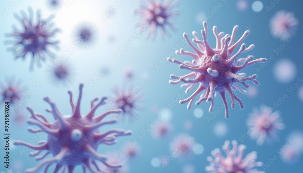 Viral particles in a digital illustration Viral particles in a digital illustration