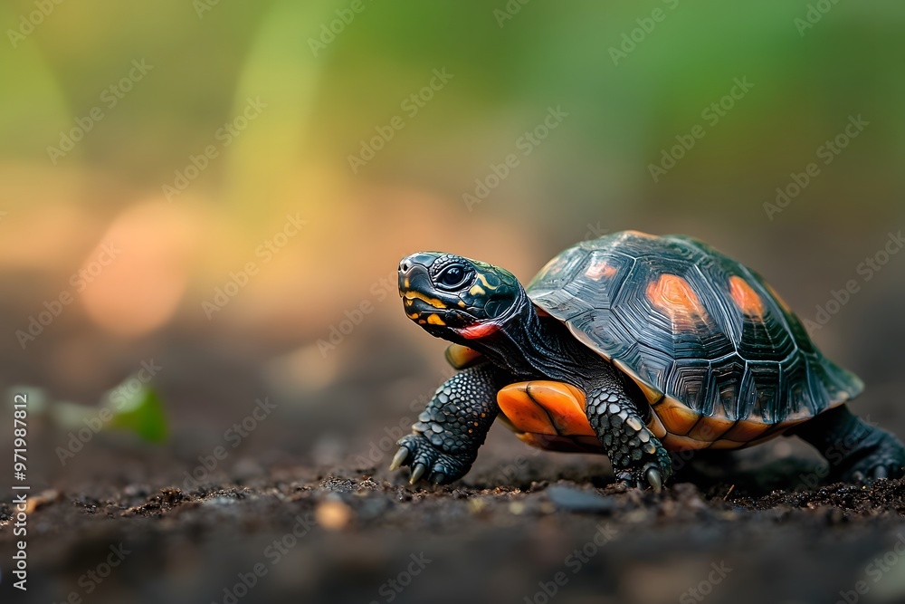 Charming Baby Red-Foot Tortoise in the Wild Charming Baby Red-Foot Tortoise in the Wild