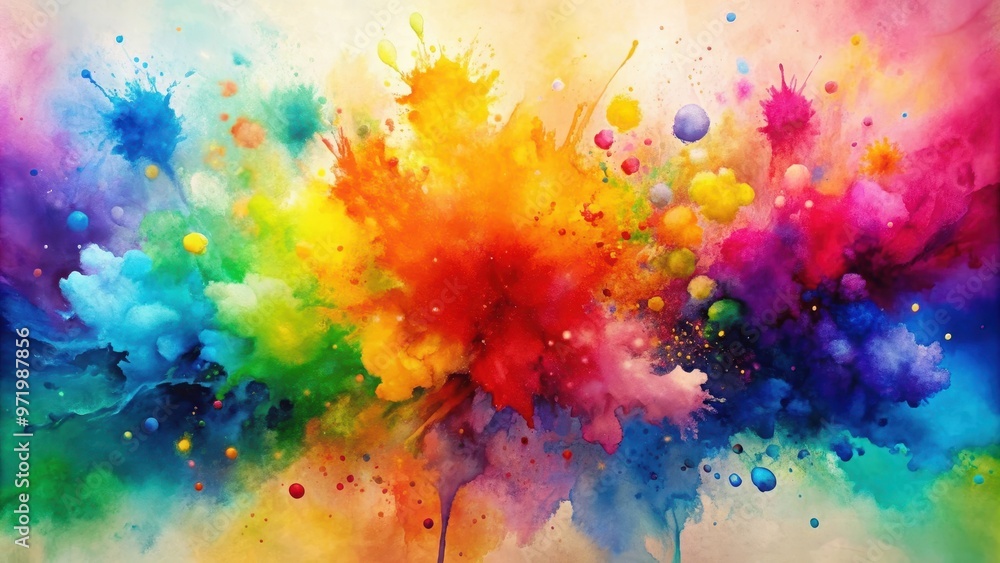 Fototapeta premium Watercolor painting with vibrant colors and splashes , watercolor, painting, bright, colorful, abstract, artistic