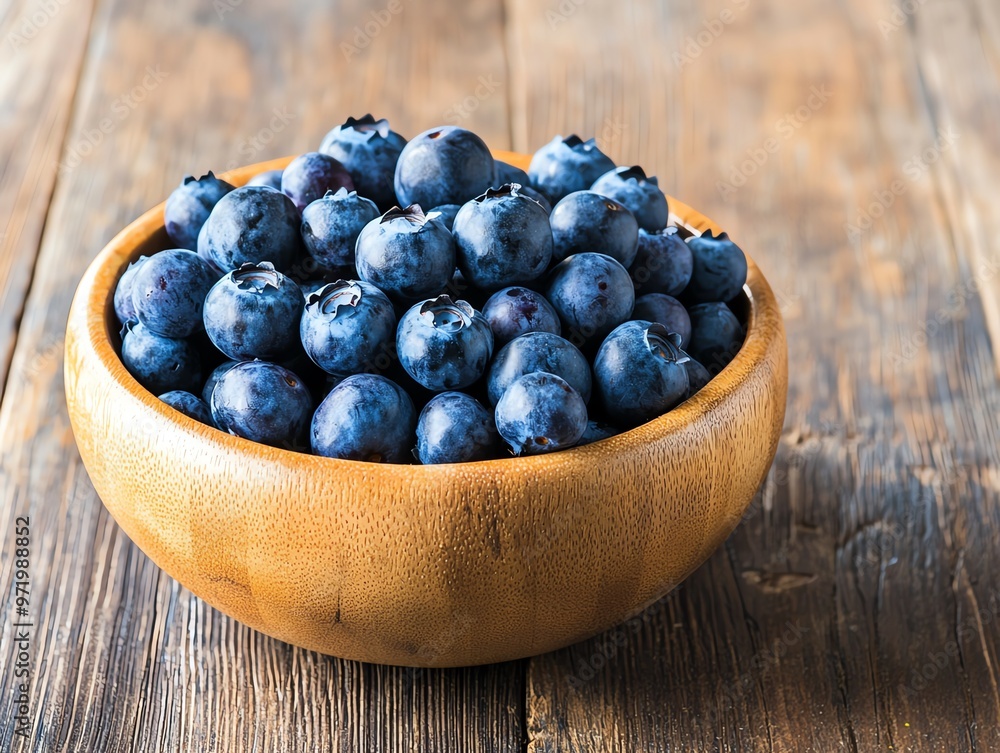 Fresh blueberries on a rustic wooden table, brain food, rich in antioxidants Fresh blueberries on a rustic wooden table, brain food, rich in antioxidants