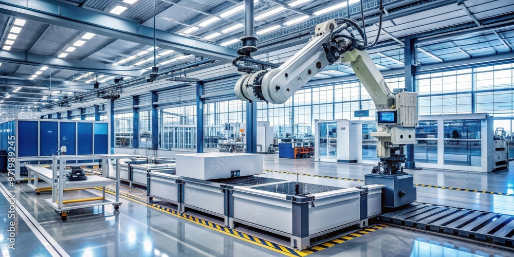 Innovative printer and robotic automation technology in a modern manufacturing setting, printer Innovative printer and robotic automation technology in a modern manufacturing setting, printer