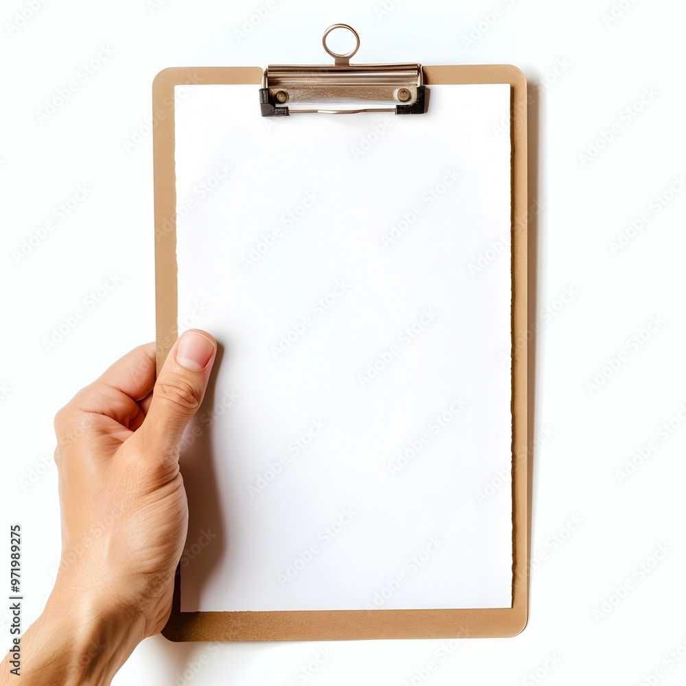 Blank Clipboard with White Paper on Minimalist Background Blank Clipboard with White Paper on Minimalist Background