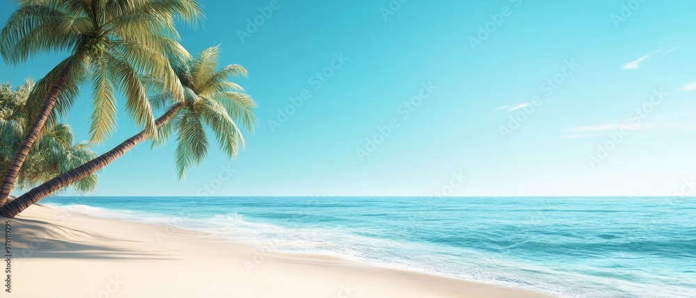 Obraz premium Summer Resort. Tropical Beach Vacation, Relaxation Banner