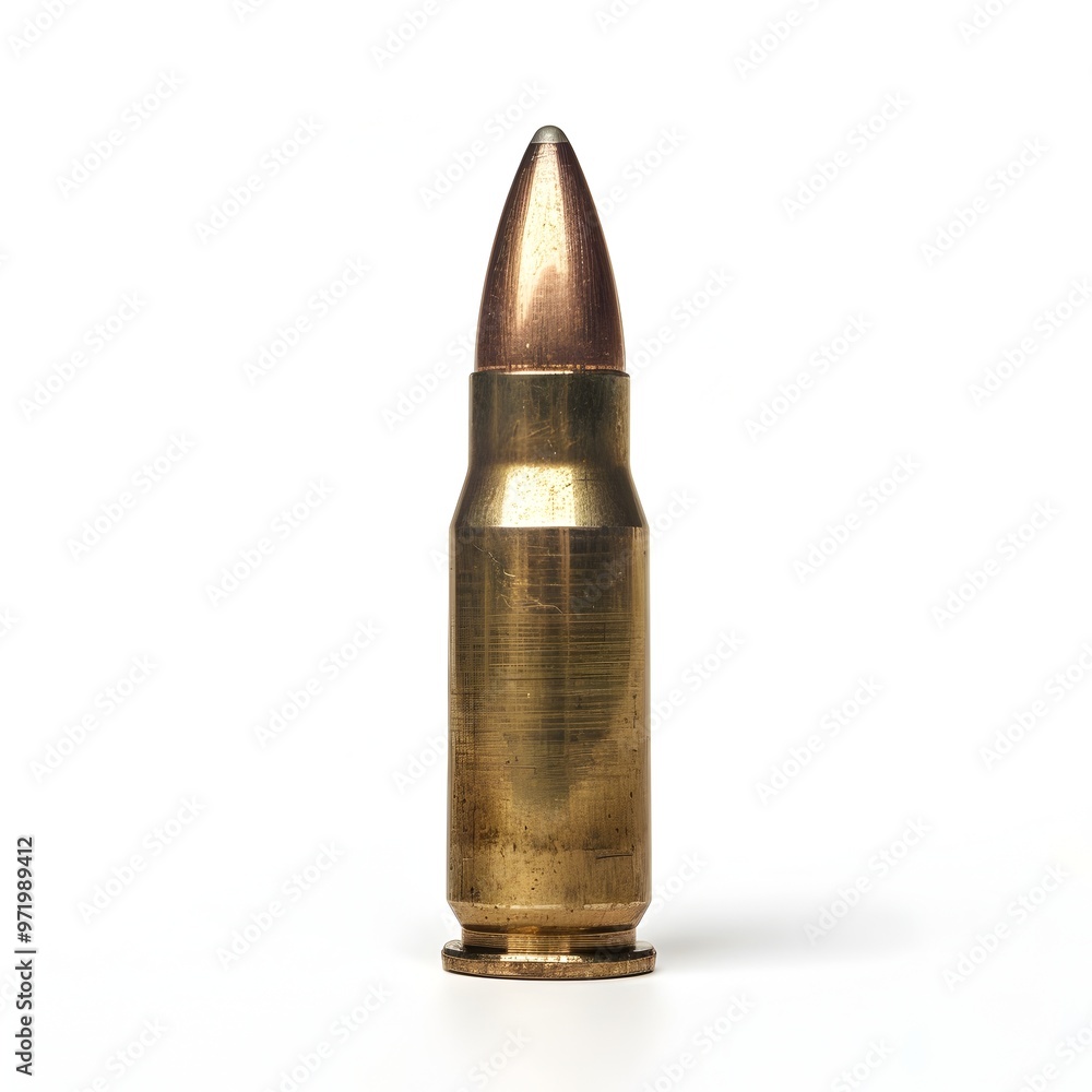 Metallic Ammunition Bullet Isolated on White Background Metallic Ammunition Bullet Isolated on White Background