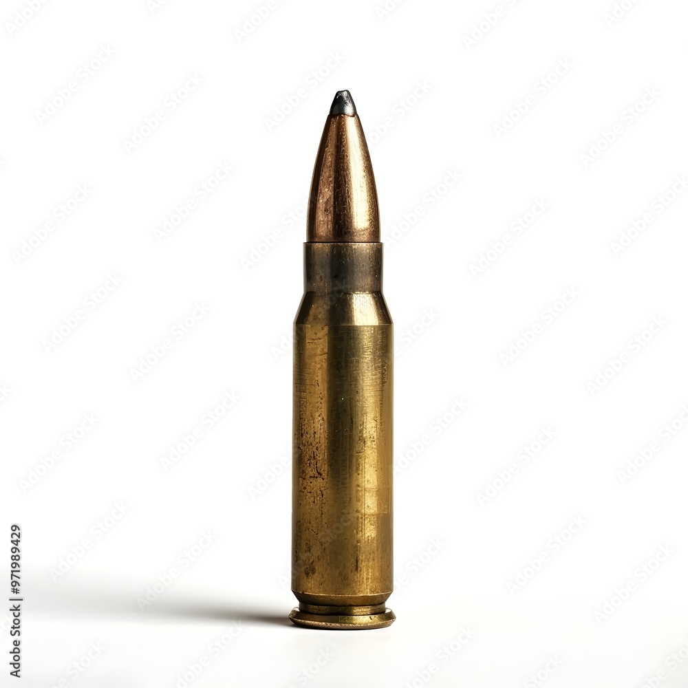 Isolated Metallic Bullet on Clean White Background Isolated Metallic Bullet on Clean White Background