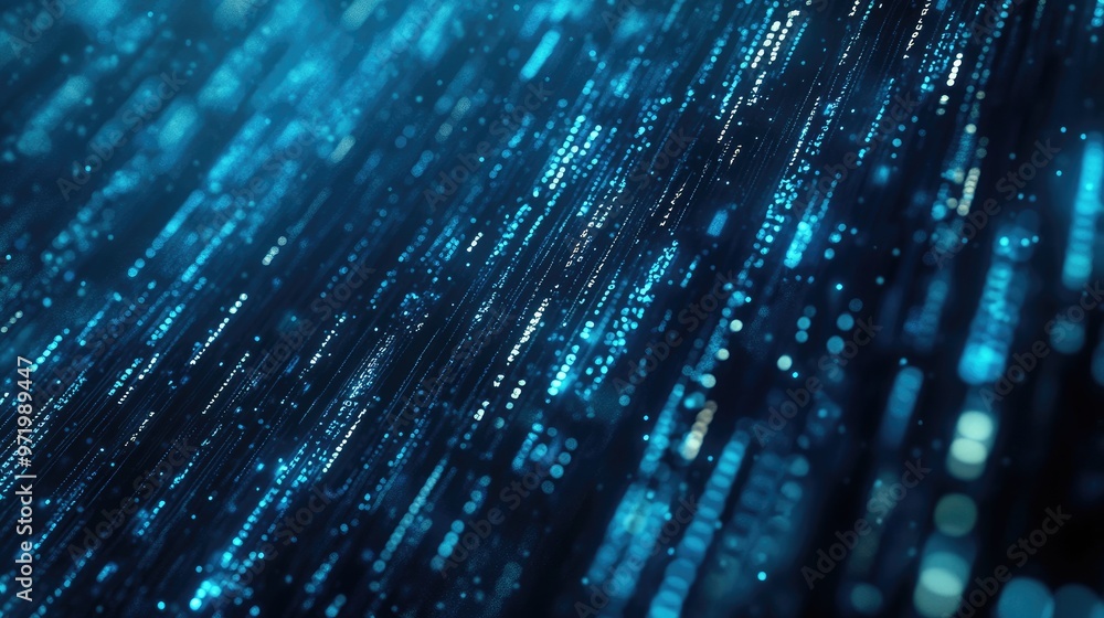 Abstract digital data flow background with glowing lines and particles in blue color. Abstract digital data flow background with glowing lines and particles in blue color.