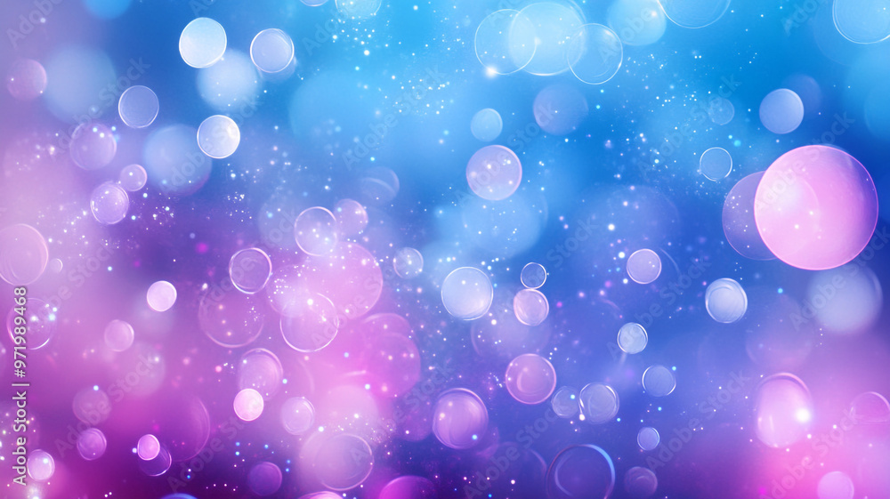 Colorful bokeh lights create a dreamy atmosphere in a soft gradient of blues and purples Colorful bokeh lights create a dreamy atmosphere in a soft gradient of blues and purples